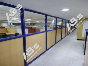 Glass partition meeting room with modern office furniture in Pune